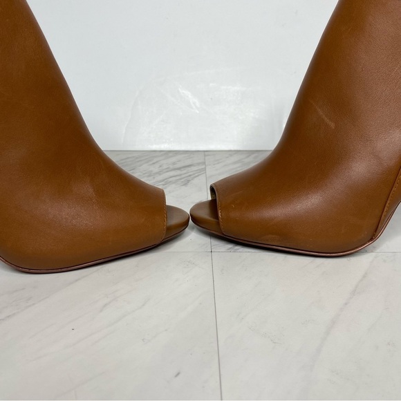 Michael Kors Lawson Open Toe Brown Leather Heeled Bootie 9M - Picture 9 of 16